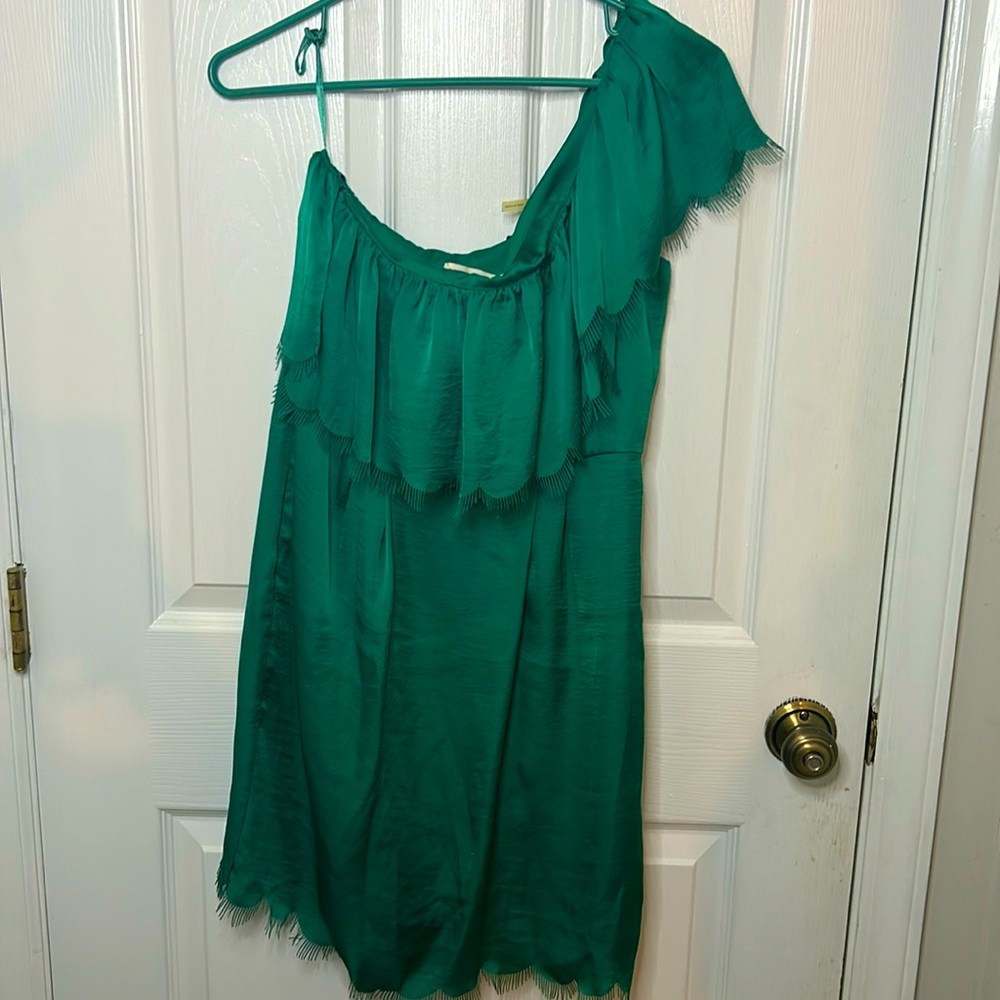 Rebecca taylor one shoulder green dress size 6.